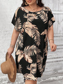 Vestido Feminino Estampado Palmier. Até G8 Plus Size Ae023