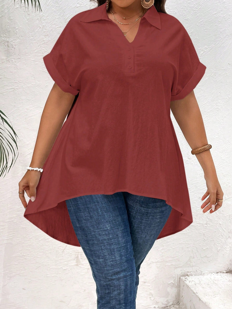 Camisola Feminina Manga Curta Estrella Plus Size Vermelho / Gg E058