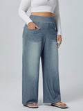 Calça Jeans de Caimento Solto de Malha Elástica - Dona. Plus Size