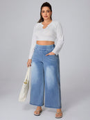 Calça Jeans de Caimento Solto de Malha Elástica - Dona. Plus Size