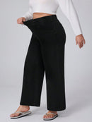 Calça Jeans de Caimento Solto de Malha Elástica - Dona. Plus Size