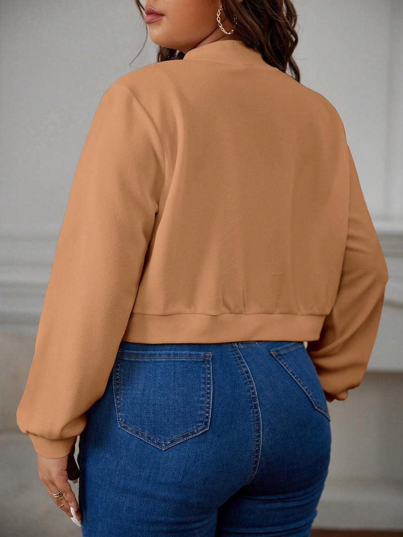Jaqueta Feminina Bomber Curta com Zíper - Chiara. Plus Size