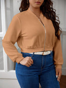 Jaqueta Feminina Bomber Curta com Zíper - Chiara. Plus Size