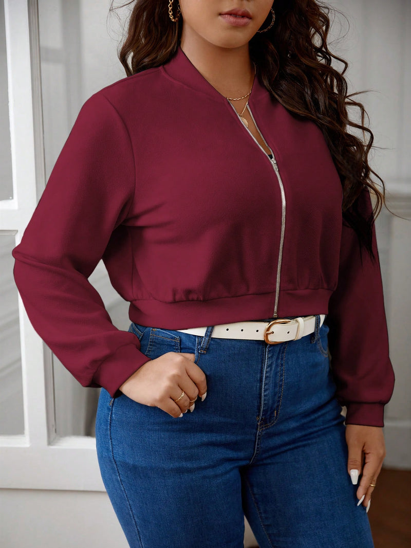 Jaqueta Feminina Bomber Curta com Zíper - Chiara. Plus Size