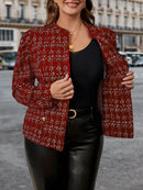 Jaqueta Feminina com Decoração de Botão Metálico - Yasmin. Plus Size