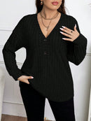 Camisa Feminina de Manga Longa De Malha - Mariana. Plus Size