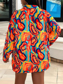 Conjunto Feminino camisa listrada e shorts - Ghi. Plus Size