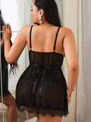 Lingerie Feminina de malha de renda contrastante - Meryem. Plus Size