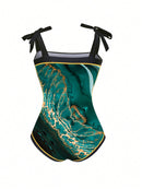 Maiô Feminino com Saida de Praia Alças Ajustáveis e Estampa de Mármore - Madeleine. Plus Size Flash