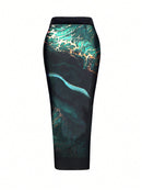 Maiô Feminino com Saida de Praia Alças Ajustáveis e Estampa de Mármore - Madeleine. Plus Size Flash