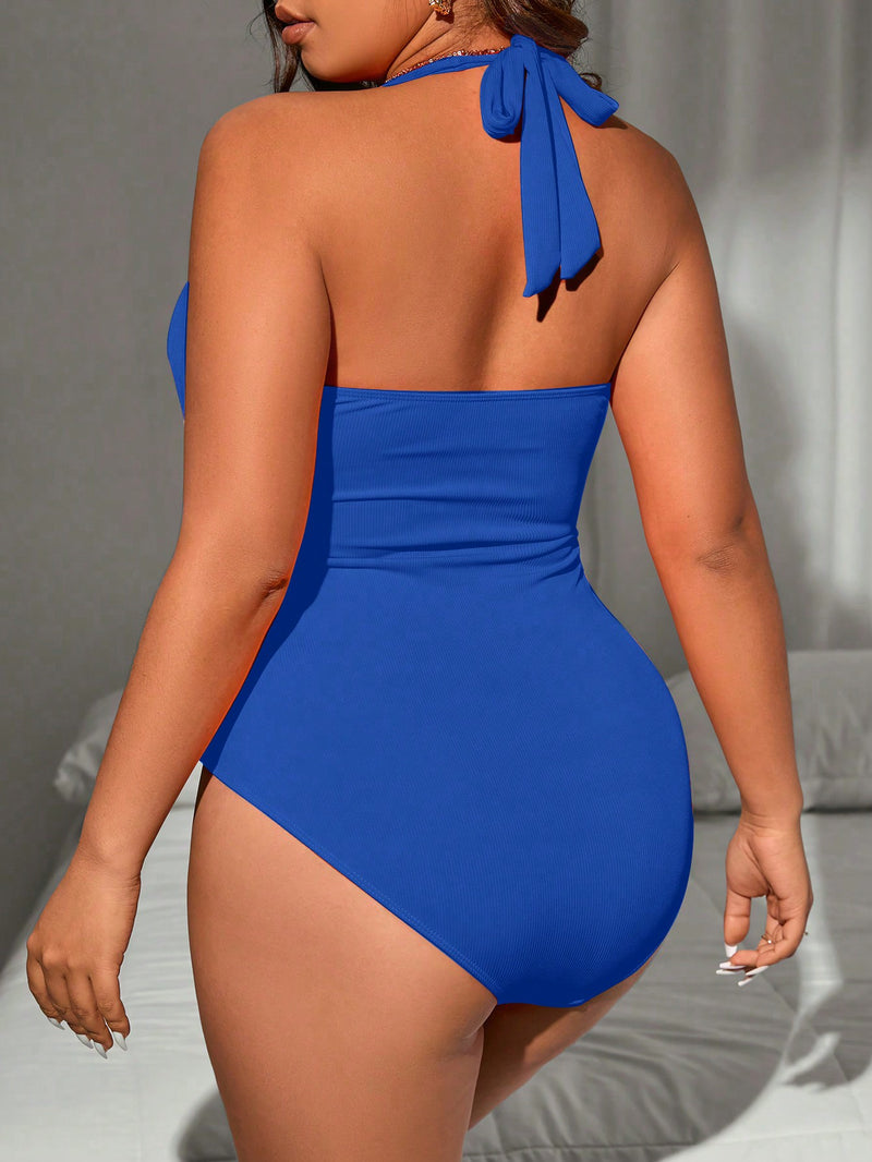 Maiô feminino com Frente Torcida e Franzido Katarina. Plus Size. Flash