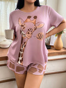 Pijama Feminino com estampa de girafa - Nehir. Plus Size