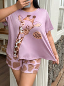 Pijama Feminino com estampa de girafa - Nehir. Plus Size