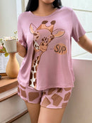 Pijama Feminino com estampa de girafa - Nehir. Plus Size