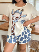 Pijama Feminino com estampa de girafa - Nehir. Plus Size