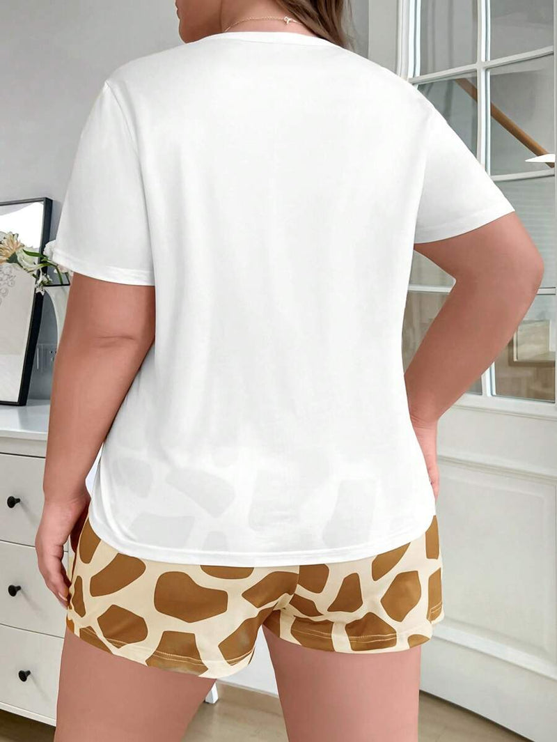 Pijama Feminino com estampa de girafa - Nehir. Plus Size