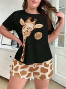 Pijama Feminino com estampa de girafa - Nehir. Plus Size