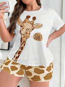Pijama Feminino com estampa de girafa - Nehir. Plus Size