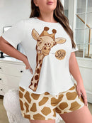 Pijama Feminino com estampa de girafa - Nehir. Plus Size