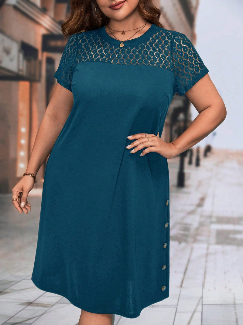 Vestido Feminino Manga Curta Mariana Plus Size E377