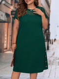 Vestido Feminino Manga Curta Mariana Plus Size Verde Escuro / Gg E377