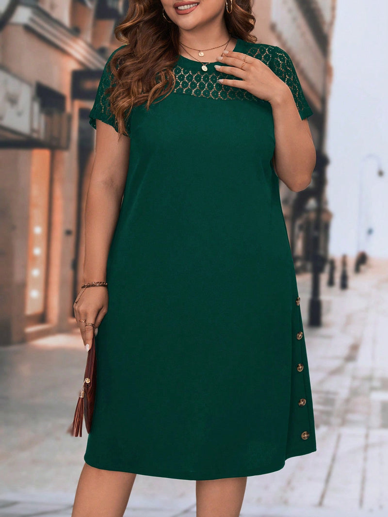 Vestido Feminino Manga Curta Mariana Plus Size Verde Escuro / Gg E377