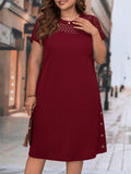 Vestido Feminino Manga Curta Mariana Plus Size Vinho / Gg E377