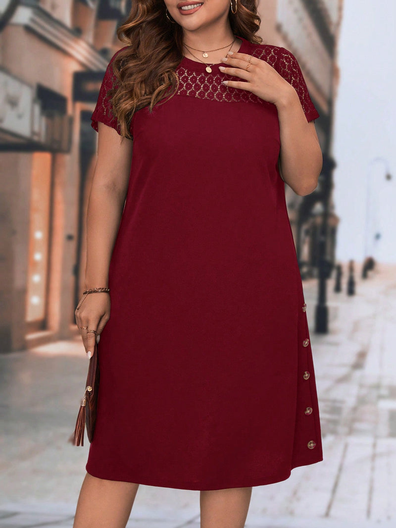 Vestido Feminino Manga Curta Mariana Plus Size Vinho / Gg E377