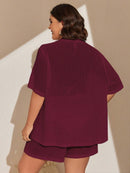 Conjunto de 2 Peças Feminino de Praia com Modelagem Solta e Shorts de Cobertura - Dália. Plus Size