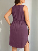 Vestido Feminino com Bolsos Frontal e Cintura Ajustável - Jady. Plus Size.