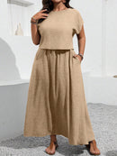 Conjunto feminino, Blusa e saia com decoração de bolso Rosana. Plus Size