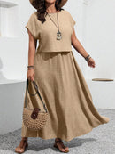 Conjunto feminino, Blusa e saia com decoração de bolso Rosana. Plus Size