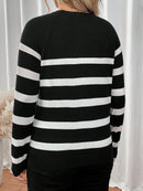 Suéter Feminino Listrado Manga De Raglan - Kiara. Plus Size