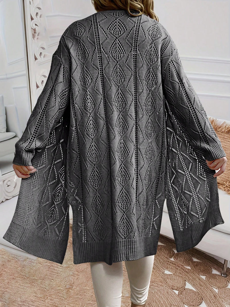 Suéter Feminino Tricotado de Frente Aberta - Noémie. Plus Size