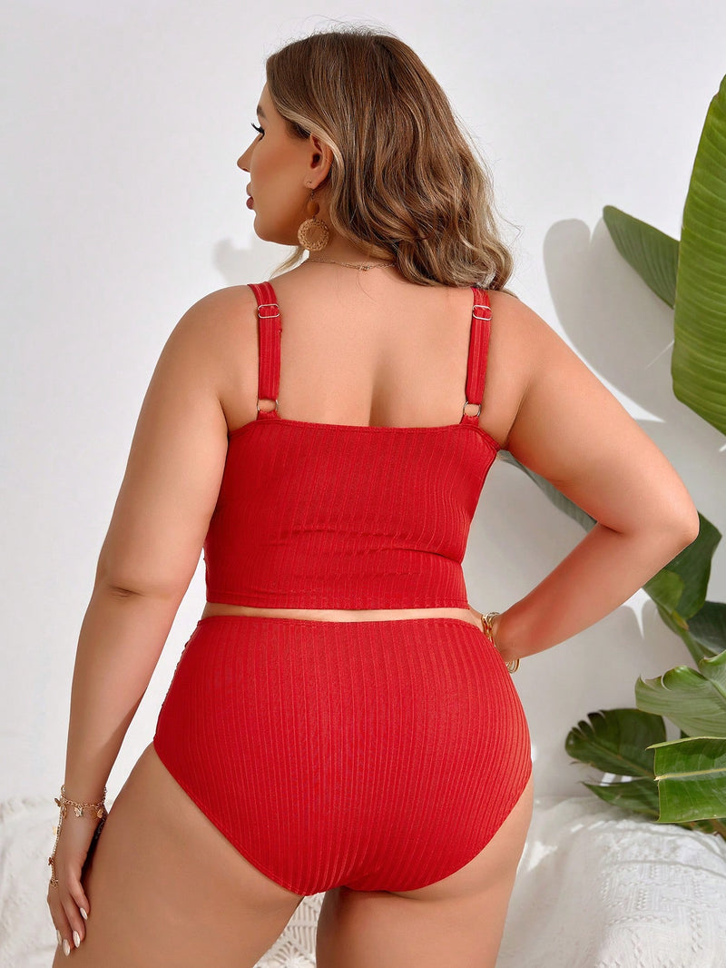 Tankini Feminino Plissado Geisiele. Plus Size