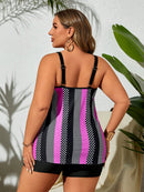 Tankini Feminino com Estampa de Bolinhas e Listras . Plus Size