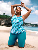 Tankini feminino com ajuste lateral Jeissy. Plus Size