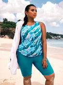 Tankini feminino com ajuste lateral Jeissy. Plus Size