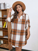 Vestido-Camisa Feminino Solto Reto com Mangas Dobráveis - Cecília. Plus Size