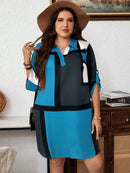 Vestido-Camisa Feminino Solto Reto com Mangas Dobráveis - Cecília. Plus Size