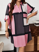 Vestido-Camisa Feminino Solto Reto com Mangas Dobráveis - Cecília. Plus Size