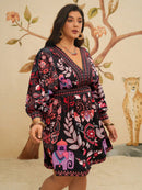 Vestido Feminino Curto Manga Longa Decote em V Cíntia. Plus Size