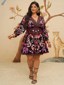 Vestido Feminino Curto Manga Longa Decote em V Cíntia. Plus Size