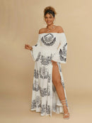 Vestido Feminino Estampa Floral e Ombros de Fora Paola. Plus Size