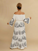 Vestido Feminino Estampa Floral e Ombros de Fora Paola. Plus Size