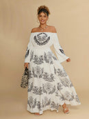 Vestido Feminino Estampa Floral e Ombros de Fora Paola. Plus Size