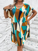 Vestido Feminino Estampa Geométrica Paula. Até G8 Plus Size