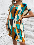 Vestido Feminino Estampa Geométrica Paula. Até G8 Plus Size