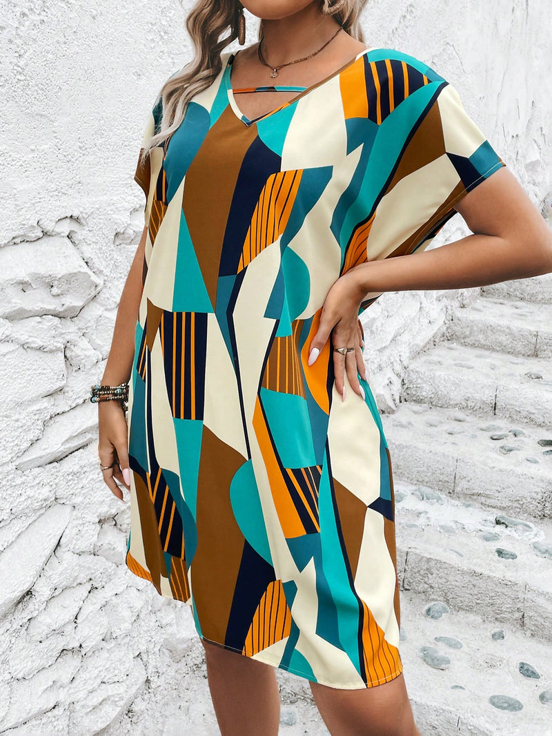 Vestido Feminino Estampa Geométrica Paula. Até G8 Plus Size