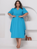 Vestido Feminino Manga Curta Duna Casual - Mirna. Plus Size